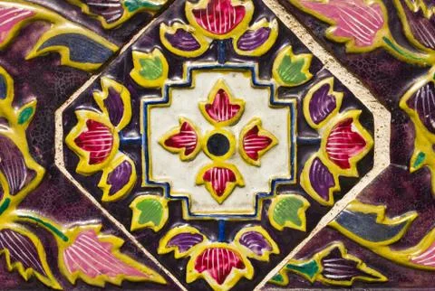 Thai pattern design on wall Stock Photos