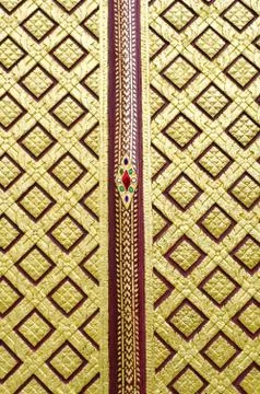 Thai pattern on door in Thailand Buddha Temple Asian style art Stock Illustration