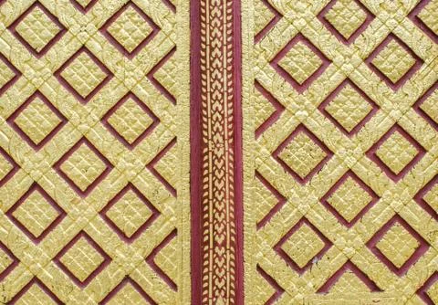 Thai pattern on door in Thailand Buddha Temple Asian style art Stock Illustration