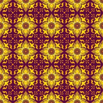 Thai pattern with flowers elements Stock Illustration