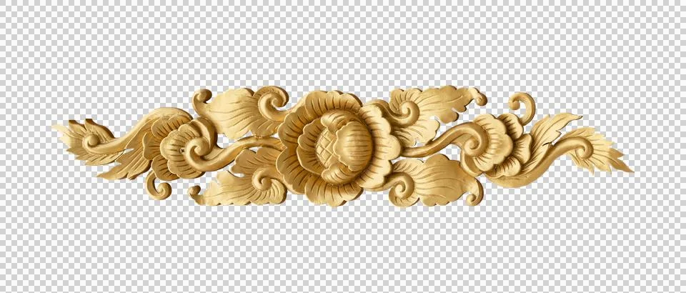 Thai pattern gold isolated on transparent background. Thai art element Trad.. Stock Photos