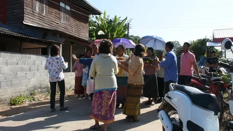 Thai people join walking sing song and dancing in parade married traditional Video stock 103085255