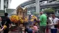 Thai people near mini buddhist temple in Bangkok, Thailand HD Footage