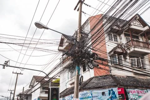 Thai Power Line Stock Photos