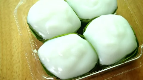 Thai pudding with coconut topping, Thai traditional dessert, in studio  Chiangma Stock Footage 244891409