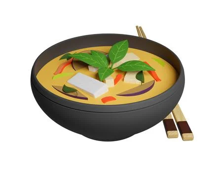 Thai red curry menu. Thai food. 3d rendering Stock Illustration