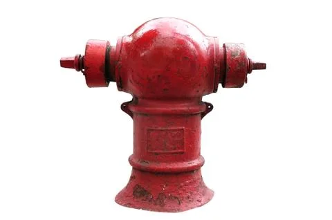 Thai red fire hydrant isolated on the white background, clipping path included. Stock Photos