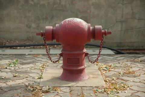 Thai red fire hydrants Stock Photos