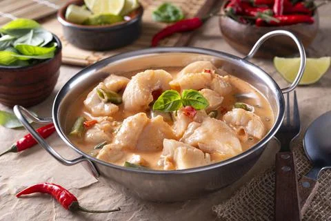 Thai Red Fish Curry Stock Photos
