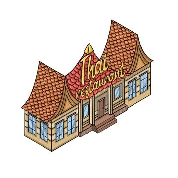 Thai restaurant buildings architecture vector Ilustración de archivo