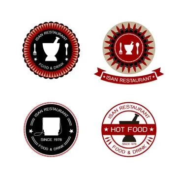 Thai restaurant labels Stock Illustration