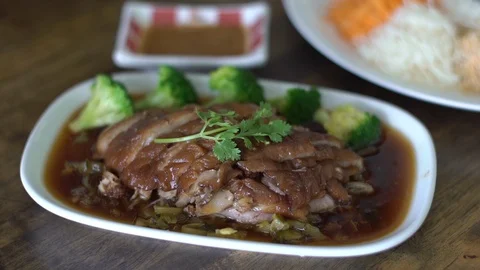 Thai rice with pork Stock Footage 120981034