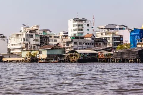 Thai river side slums Stock Photos