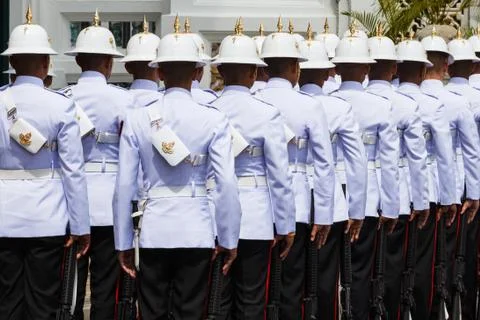 Thai Royal Guards prepare for Marching Stock Photos