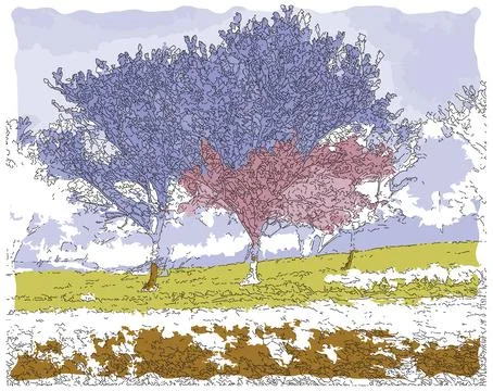 Thai sakura in mist Stock Illustration