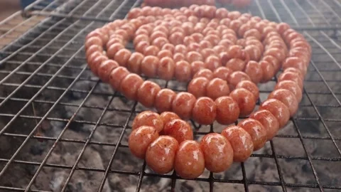 Thai sausage balls Stock Footage 133782468