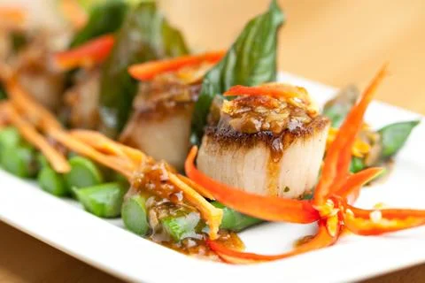 Thai Scallops Dish Stock Photos