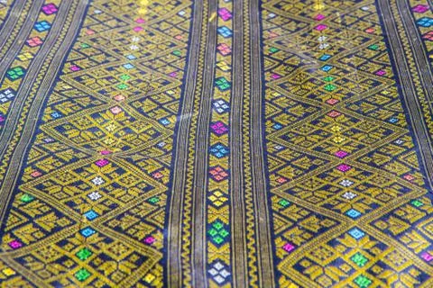 Thai silk background,pattern of thai hand made Stock Photos
