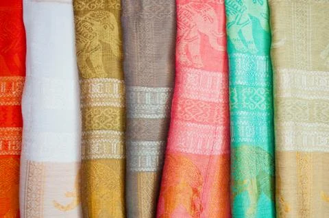 Thai silk fabrics Stock Photos