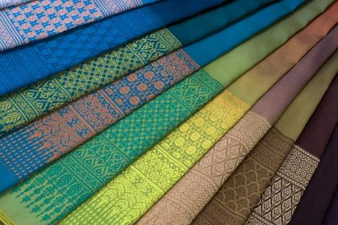 Thai Silk Pattern and Design Stock Photos