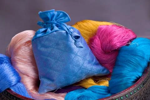 Thai Silk Pattern and Design Stock Photos