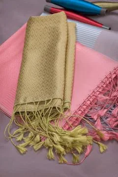 Thai Silk Pattern and Design Stock Photos