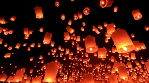 Thai sky lantern full hd Stock Footage