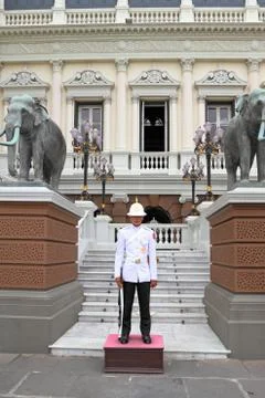 The Thai soldier on a post Foto stock