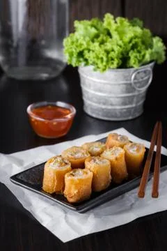 Thai spring rolls Stock Photos