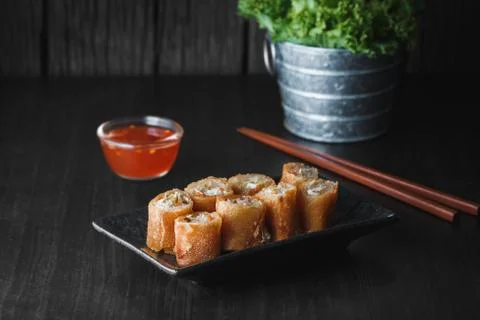 Thai spring rolls Stock Photos