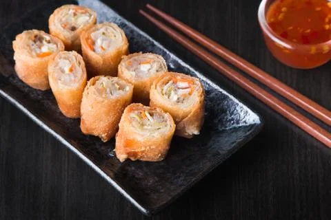 Thai spring rolls Stock Photos