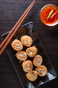 Thai spring rolls Stock Photos