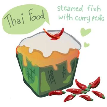 Thai steamed curry 스톡 일러스트
