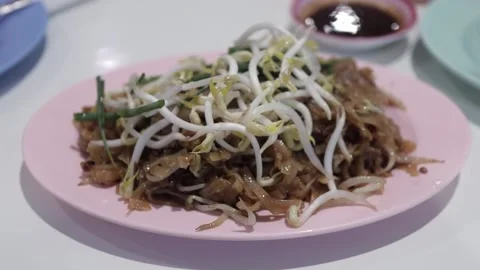 Thai Stir Fried Pad Mee Korat Noodles In Isaan Street Food Restaurant Stock Footage 237587663