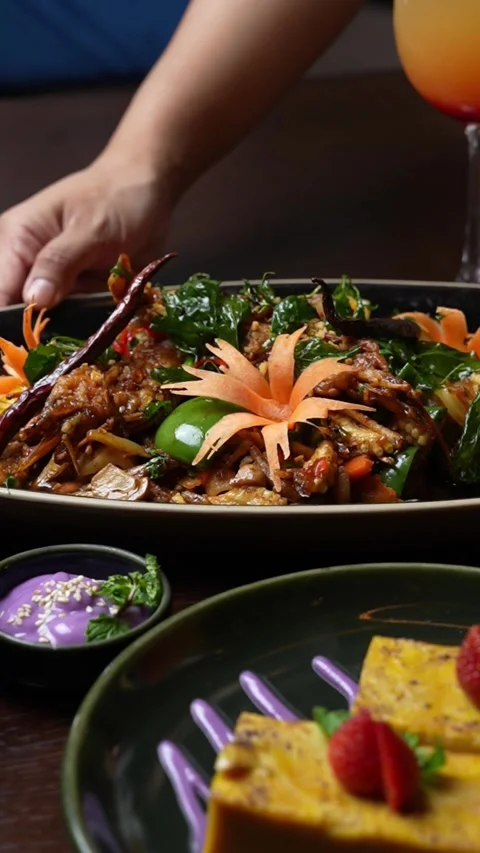 Thai stir-fried vegetables with beef is perfect for restaurant video Stock Footage 310704945