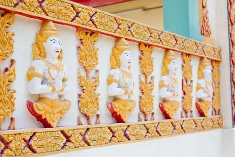 Thai stucco wall Stock Photos