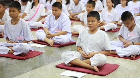 Thai student Meaning meditation. Stock Footage 51237951