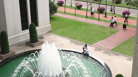 Thai students walking on the sidewalk - 2 Stock-Footage 98599846