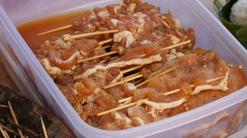 Thai style BBQ pork. Video stock 96489366