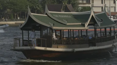 Thai-style Ferry on Chao Phraya River Stock Footage 48205130