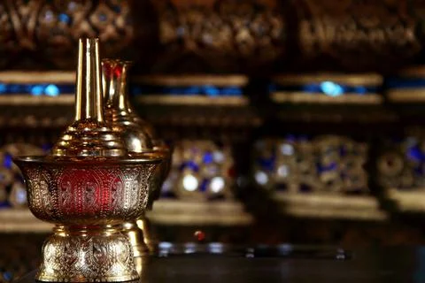 Thai style golden water container. Stock Photos