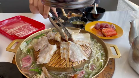 Thai style of grilled pork Stock Footage 230853601