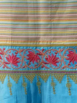 Thai style pattern fabric close up background. Foto stock