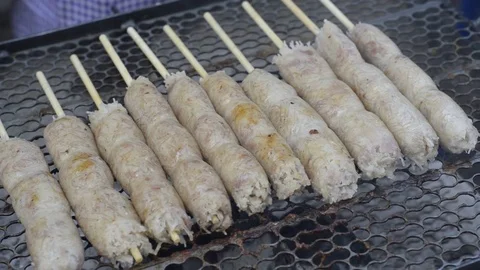 Thai style sausage Stock Footage 80047221