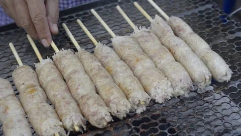 Thai style sausage Stock Footage 80047318