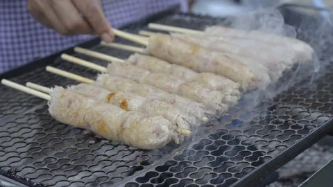 Thai style sausage Stock Footage 80047569