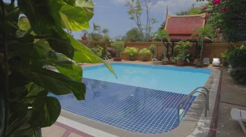 Thai style swimming pool in Phuket Stock Footage 50224977