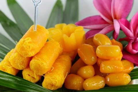 Thai sweets on the leaf Stock Photos