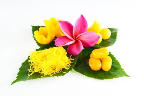 Thai sweets on the leaf Stock Photos