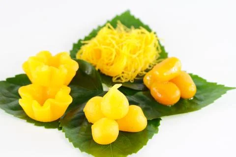 Thai sweets on the leaf Stock Photos